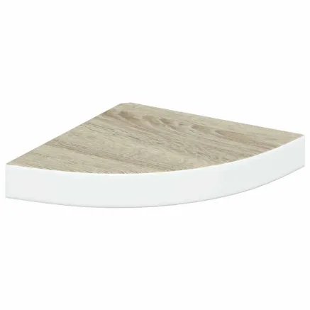 Étagère d'angle murale Chêne et blanc 25x25x3,8 cm MDF 2