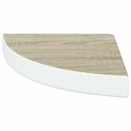 Étagère d'angle murale Chêne et blanc 25x25x3,8 cm MDF