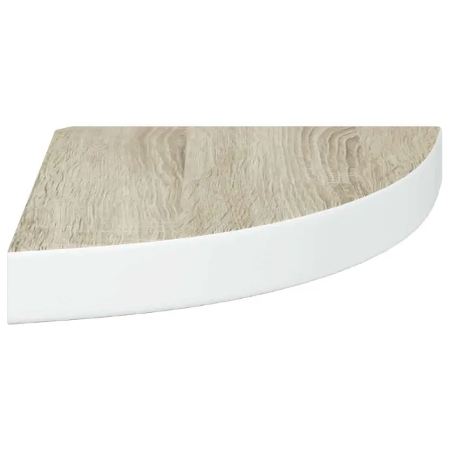 Étagères d'angle murales 2 pcs Chêne et blanc 25x25x3,8 cm MDF