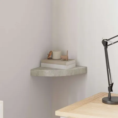 Étagère d'angle murale Gris béton 25x25x3,8 cm MDF