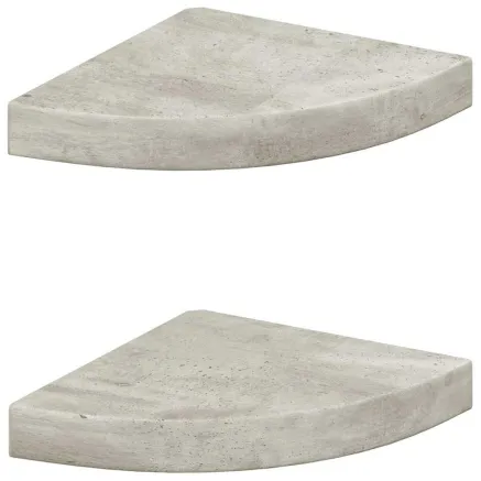 Étagères d'angle murales 2 pcs Gris béton 25x25x3,8 cm MDF 2