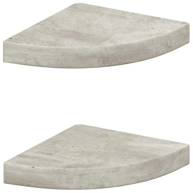 Étagères d'angle murales 2 pcs Gris béton 25x25x3,8 cm MDF
