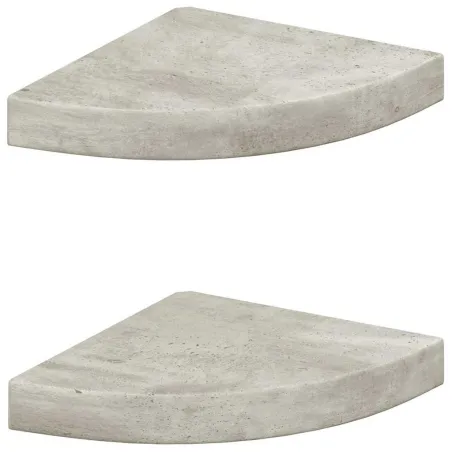 Étagères d'angle murales 2 pcs Gris béton 25x25x3,8 cm MDF