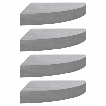 Étagères d'angle murales 4 pcs Gris béton 25x25x3,8 cm MDF 2