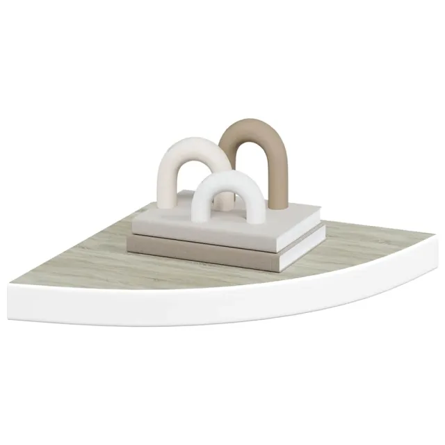 Étagère d'angle murale Chêne et blanc 35x35x3,8 cm MDF