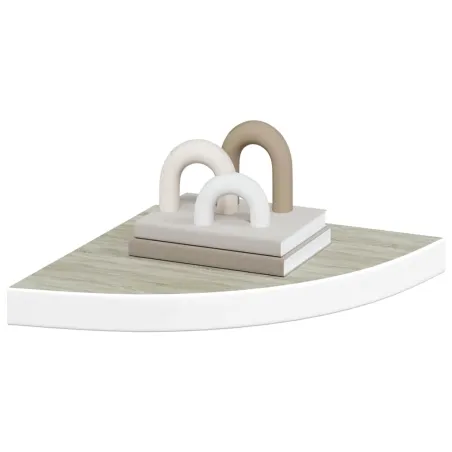 Étagère d'angle murale Chêne et blanc 35x35x3,8 cm MDF