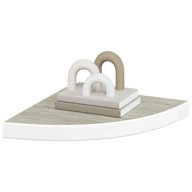Étagères d'angle murales 4 pcs Chêne et blanc 35x35x3,8 cm MDF