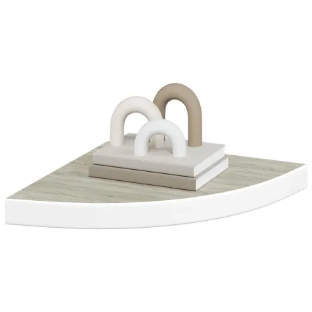 Étagères d'angle murales 4 pcs Chêne et blanc 35x35x3,8 cm MDF