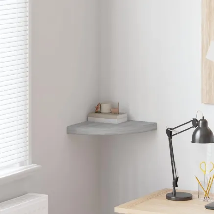 Étagère d'angle murale Gris béton 35x35x3,8 cm MDF