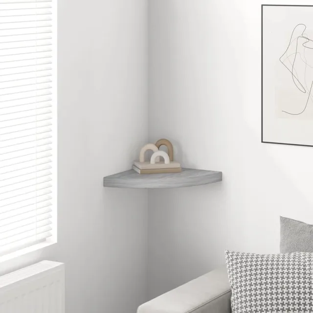 Étagère d'angle murale Gris béton 35x35x3,8 cm MDF