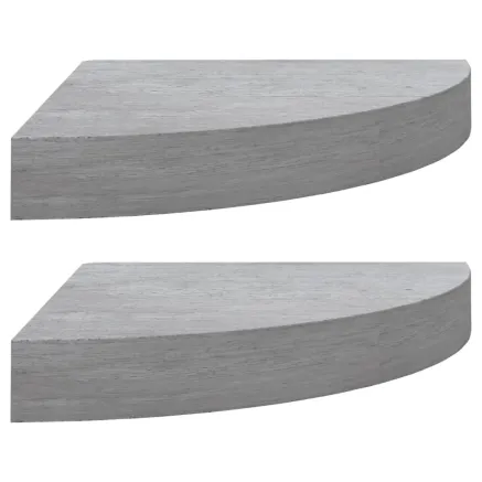 Étagères d'angle murales 2 pcs Gris béton 35x35x3,8 cm MDF 2