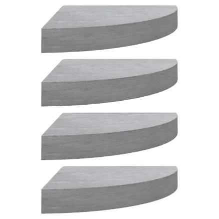 Étagères d'angle murales 4 pcs Gris béton 35x35x3,8 cm MDF 2