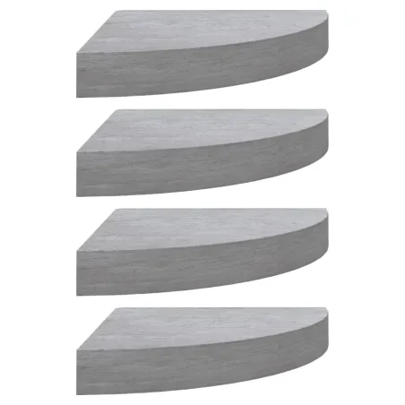 Étagères d'angle murales 4 pcs Gris béton 35x35x3,8 cm MDF