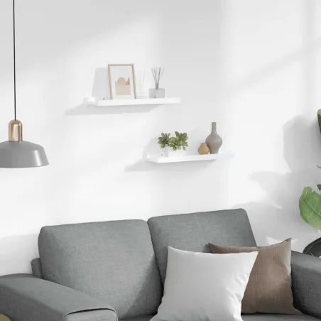 Étagères murales 2 pcs Blanc brillant 40x9x3 cm