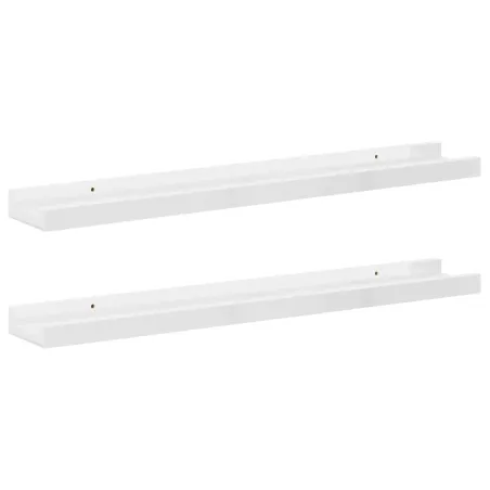 Étagères murales 2 pcs Blanc brillant 60x9x3 cm