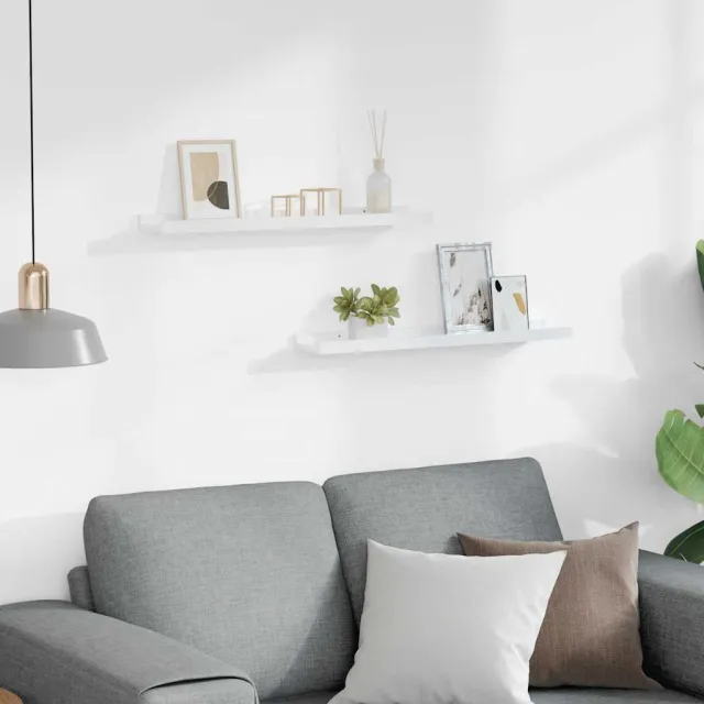 Étagères murales 2 pcs Blanc brillant 60x9x3 cm