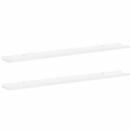 Étagères murales 2 pcs Blanc brillant 100x9x3 cm 2