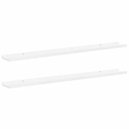 Étagères murales 2 pcs Blanc brillant 100x9x3 cm