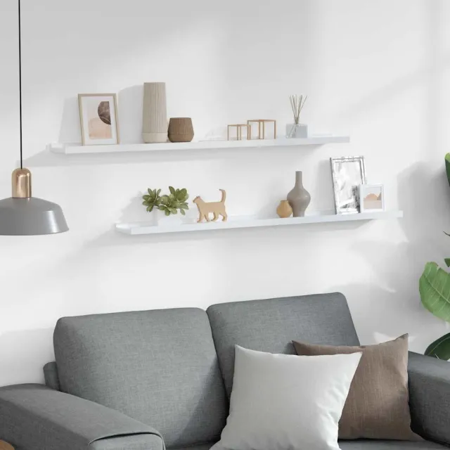 Étagères murales 2 pcs Blanc brillant 100x9x3 cm