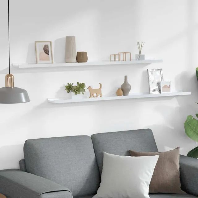 Étagères murales 2 pcs Blanc brillant 115x9x3 cm