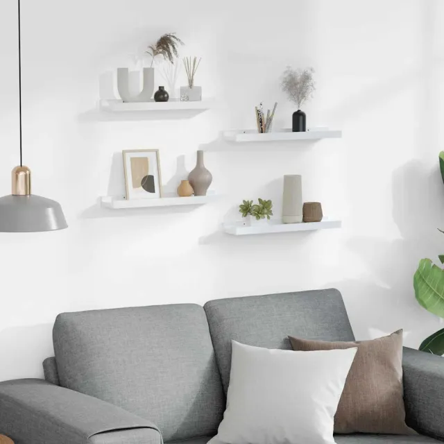 Étagères murales 4 pcs Blanc brillant 40x9x3 cm