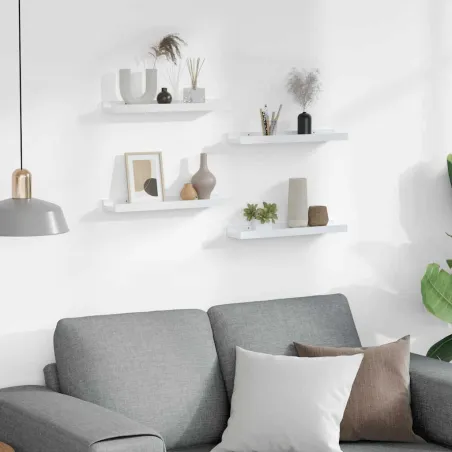 Étagères murales 4 pcs Blanc brillant 40x9x3 cm