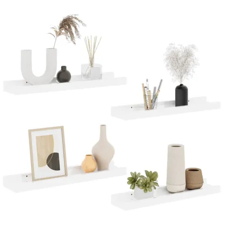 Étagères murales 4 pcs Blanc brillant 40x9x3 cm