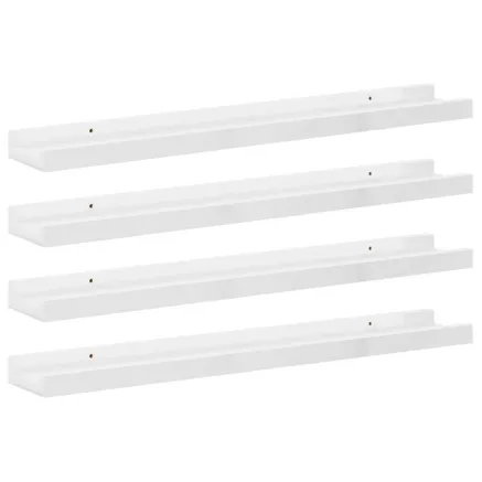 Étagères murales 4 pcs Blanc brillant 60x9x3 cm 2