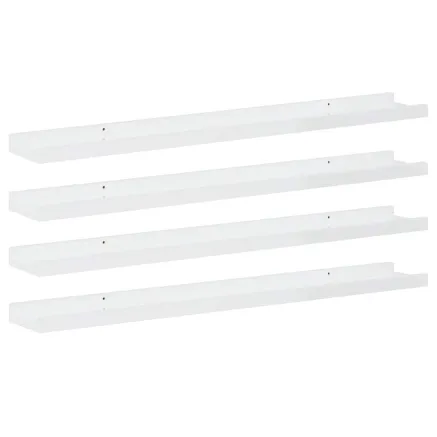 Étagères murales 4 pcs Blanc brillant 80x9x3 cm 2