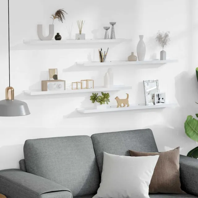 Étagères murales 4 pcs Blanc brillant 80x9x3 cm