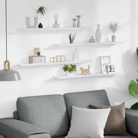 Étagères murales 4 pcs Blanc brillant 80x9x3 cm