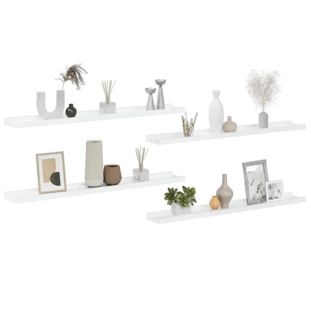 Étagères murales 4 pcs Blanc brillant 80x9x3 cm