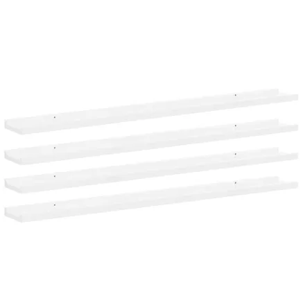 Étagères murales 4 pcs Blanc brillant 100x9x3 cm 2