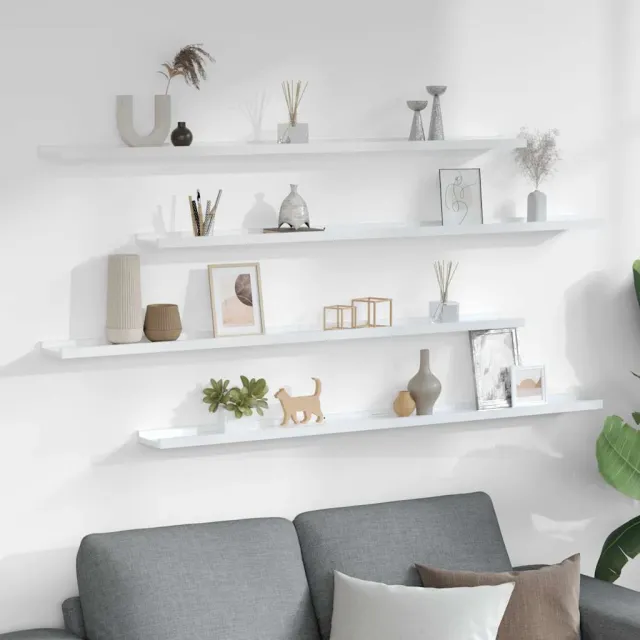 Étagères murales 4 pcs Blanc brillant 115x9x3 cm