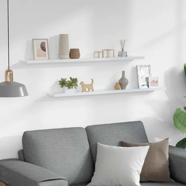 Étagères murales 2 pcs Blanc 100x9x3 cm