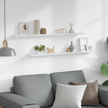 Étagères murales 2 pcs Blanc 100x9x3 cm