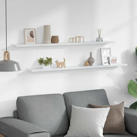 Étagères murales 2 pcs Blanc 115x9x3 cm