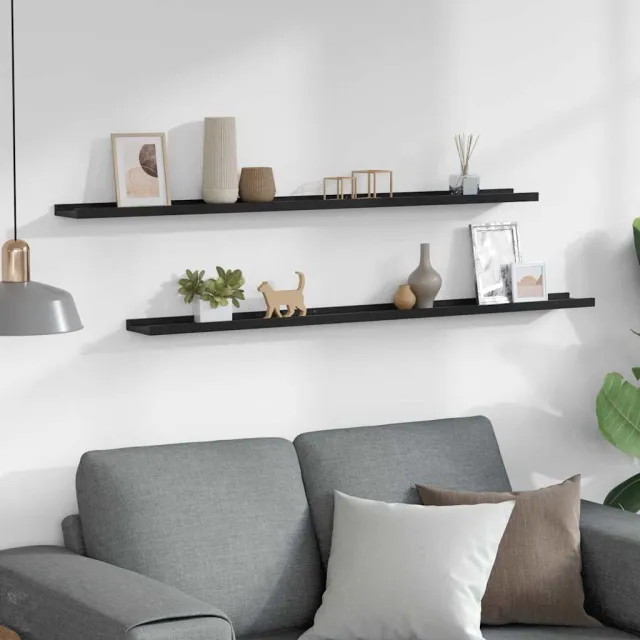 Étagères murales 2 pcs Noir 115x9x3 cm