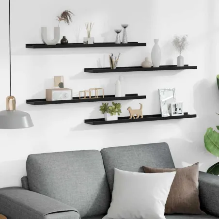 Étagères murales 4 pcs Noir 80x9x3 cm