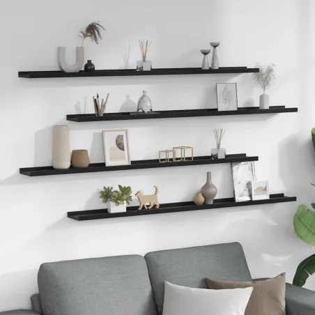 Étagères murales 4 pcs Noir 115x9x3 cm