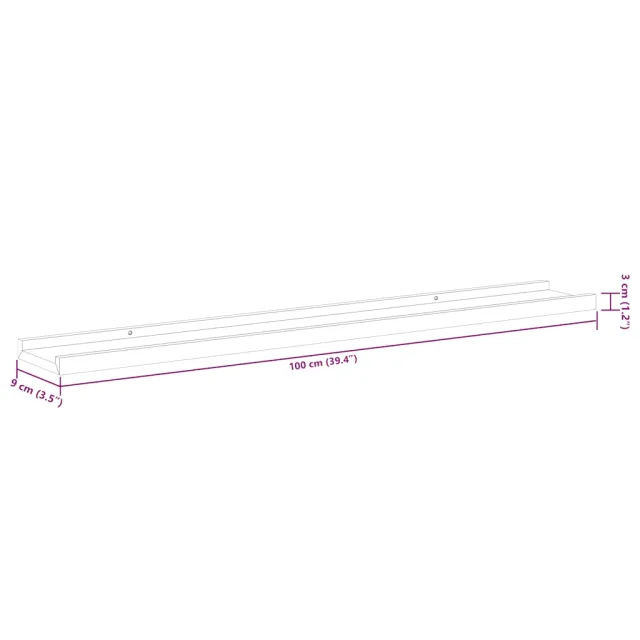 Étagères murales 2 pcs Gris 100x9x3 cm