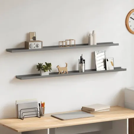 Étagères murales 2 pcs Gris 115x9x3 cm