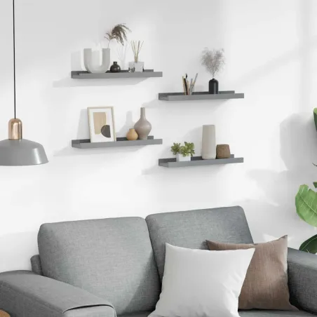 Étagères murales 4 pcs Gris 40x9x3 cm