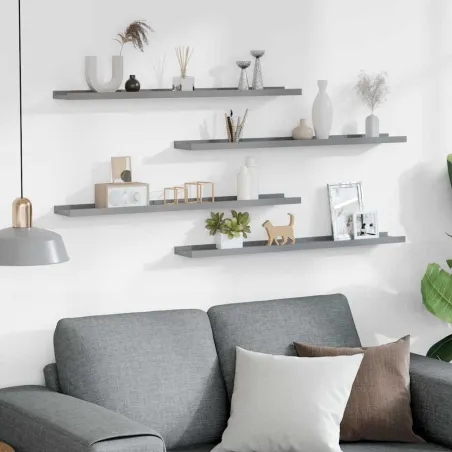 Étagères murales 4 pcs Gris 80x9x3 cm