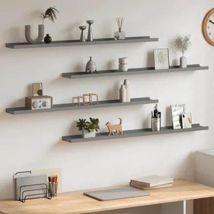Étagères murales 4 pcs Gris 100x9x3 cm