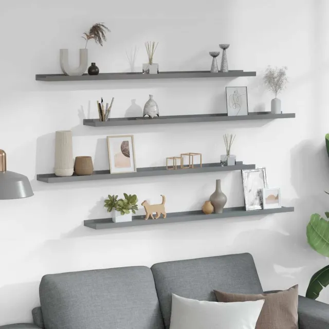 Étagères murales 4 pcs Gris 100x9x3 cm