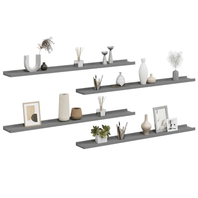 Étagères murales 4 pcs Gris 100x9x3 cm