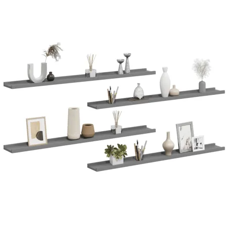 Étagères murales 4 pcs Gris 100x9x3 cm