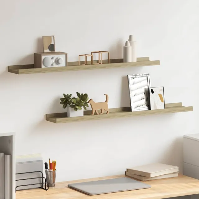 Étagères murales 2 pièces Chêne Sonoma 80x9x3 cm
