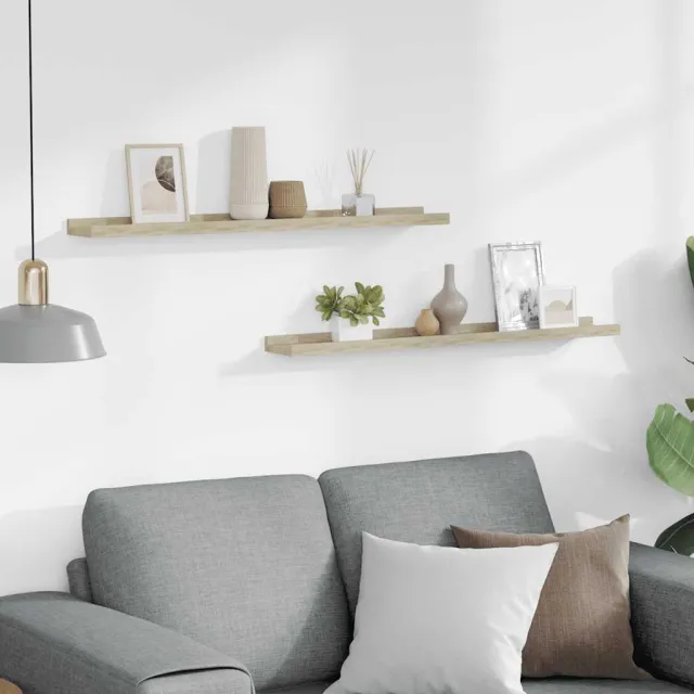 Étagères murales 2 pièces Chêne Sonoma 80x9x3 cm